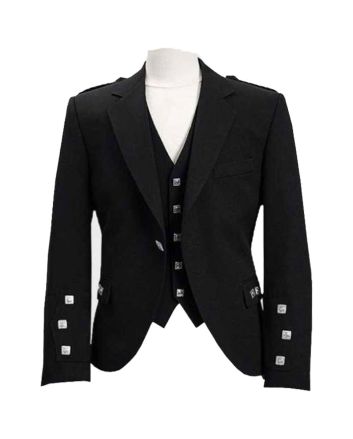 Black Argyll Tweed Jacket And Vest
