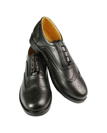 Black Leather Ghillie Brogues