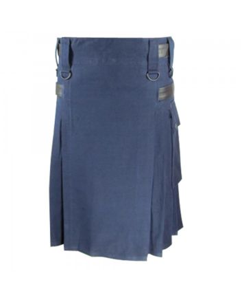 Blue Utility Kilt with Leather Strap