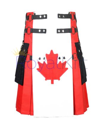 Canadian Maple Leaf Custom Made Kilt With Cargo Pockets