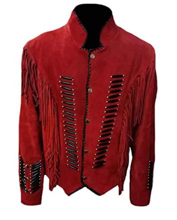  Classyak  Western Fringed Suede Leather Jacket 