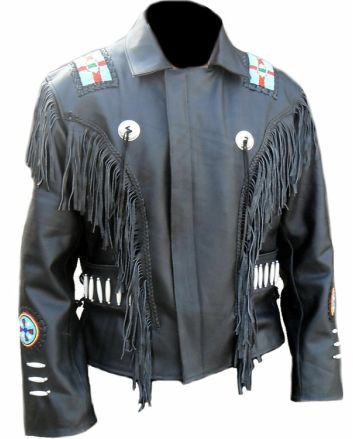 Cowboy Real Leather Wear Western Fringe Beads Hand Made Coat Jacket