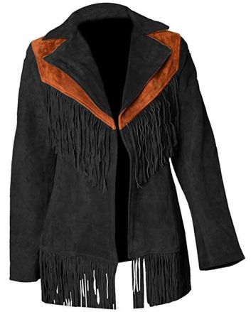 Cowgirl Black Leather Jacket With Frings