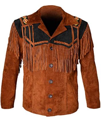 Decent Style Cowboy Leather Jacket coat with fringe