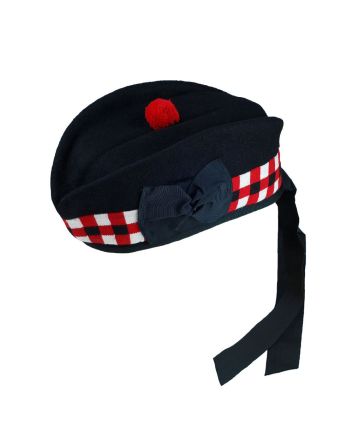 Red Black White Diced Wool Scottish Kilt Hat
