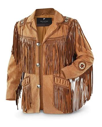 Men's Traditional Cowboy Western Leather Jacket Coat with Fringe  FOR SALE