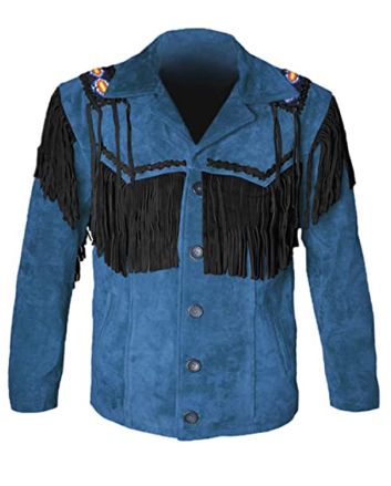 Casual Men's Cowboy Fringed Suede Leather Jacket for sale