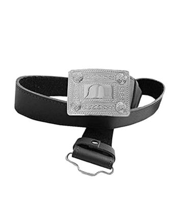Plain Leather Belt with Silver Kilt Belt Buckle