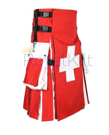 Swiss Flag Cotton Hybrid Kilt For Men-fashion kilt