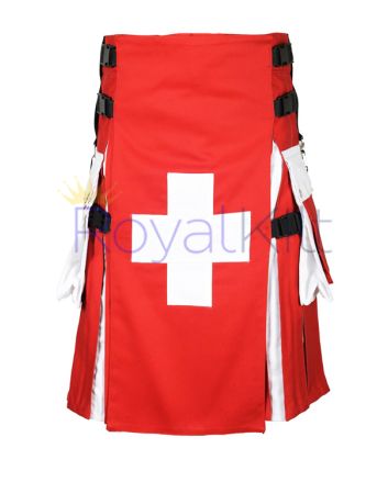 Swiss Flag Cotton Hybrid Kilt For Men-fashion kilt