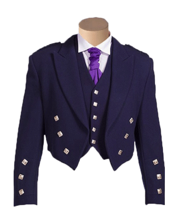 Prince Charlie Navy Blue Jacket & With 5 Button & Waistcoat