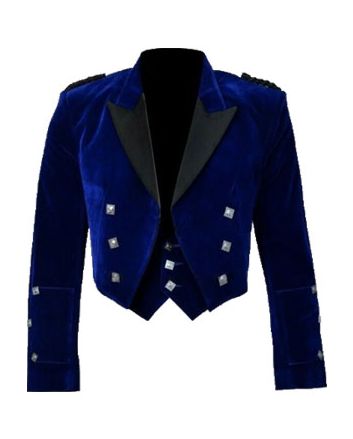 Blue Velvet Prince Charlie Jacket  & Waistcoat
