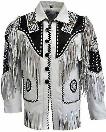 Western Cowboy Jacket, Fringes And Eagle Beads