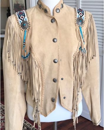 Western suede fringe jacket with beading