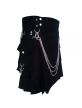 Black Fashion Kilt with Chain for men