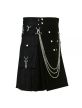 Black Utility Kilt With Silver Chains for men 