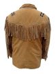 Men Native Cowboy Western Suede Leather Jacket Coat With Fringes Bone and Beads for sale