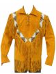 Men's Western Style Pullover Suede Leather  Shirt Fringes and Beads