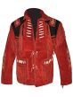 Men Traditional Cowboy  Leather Classic Western Jacket Fringes Beads for sale
