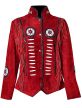Modern Style Red Leather Coat With Fringes and Beads
