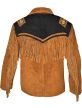 Western Jacket Leather Brown with Fringed  