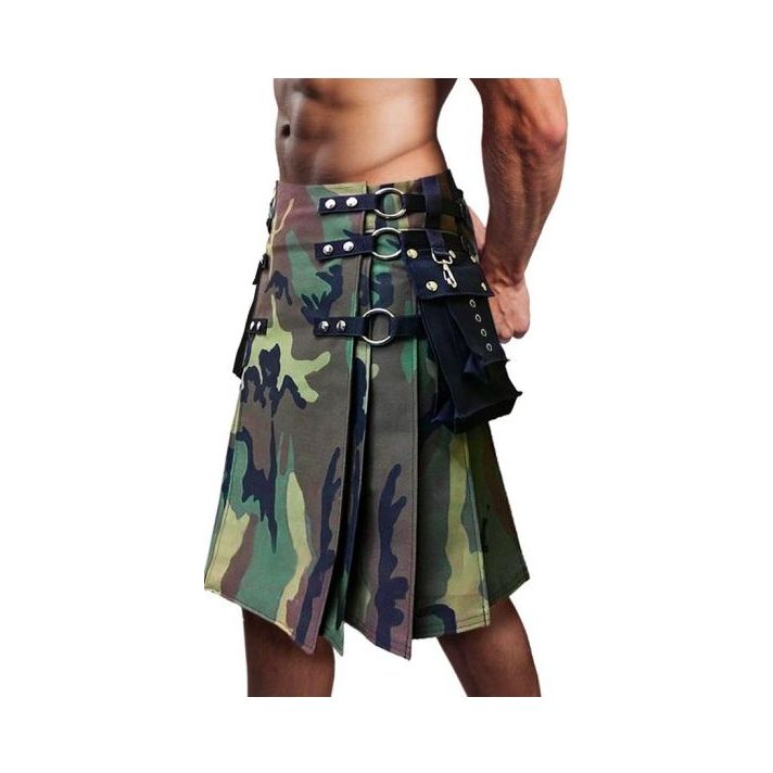 Army Camouflage Kilt with Cargo Pocket