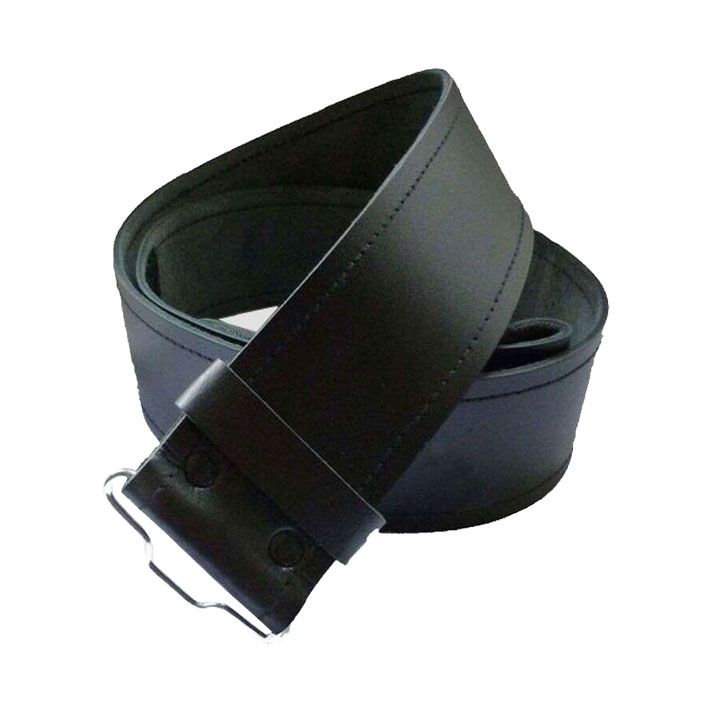 Black Plain Leather Kilt Belt With Buckle