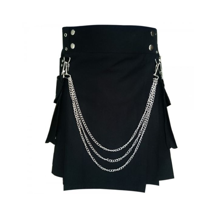 Black Fashion Kilt with Chain