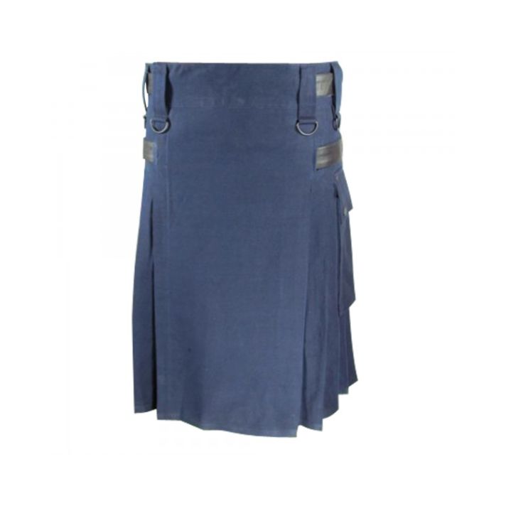 Blue Utility Kilt with Leather Strap