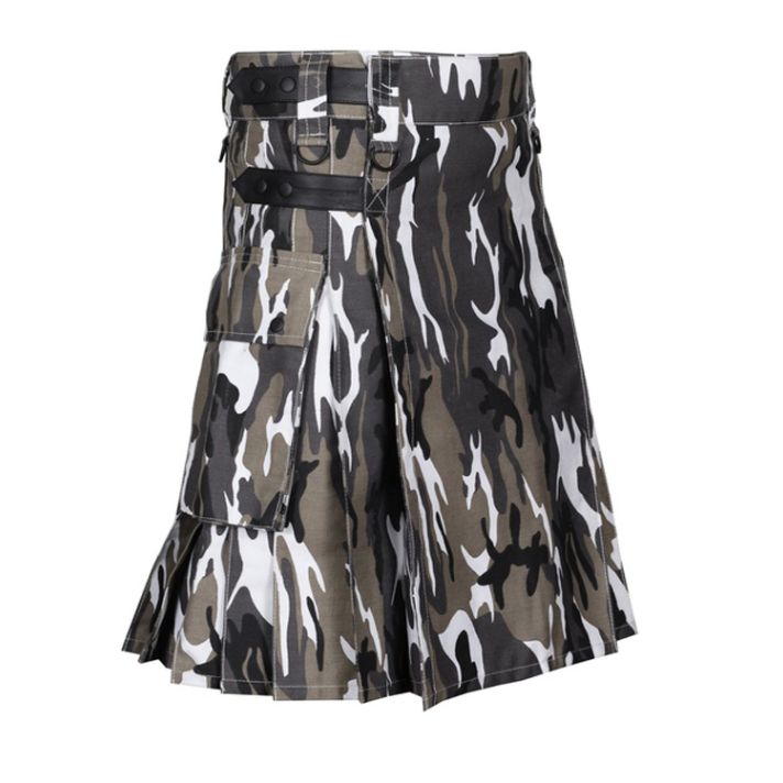 Camouflage Kilt with Leather Strap