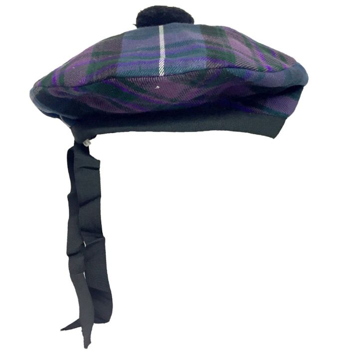 Scottish Beanie Glengarry Hat Pride of Scotland with Black Pompom