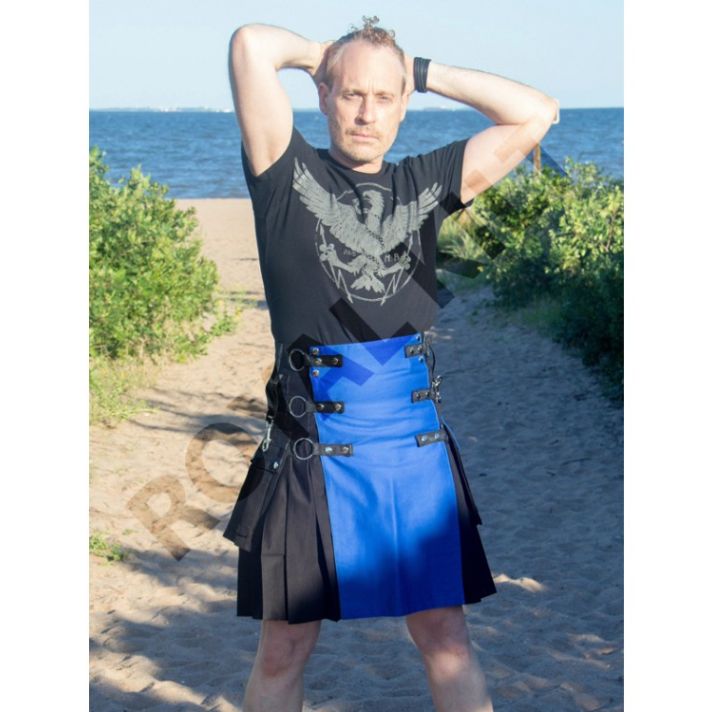Mens Fashion Kilt With Blue Apron
