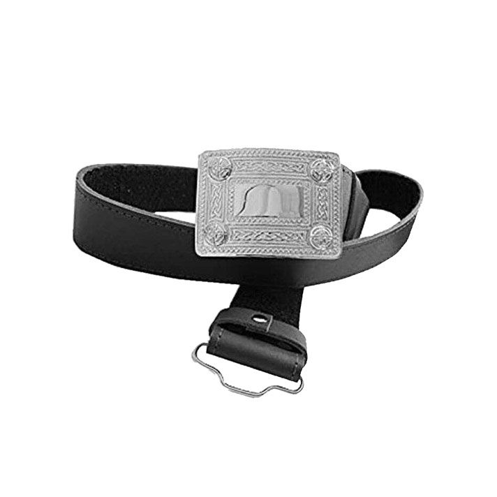 Plain Leather Belt with Silver Kilt Belt Buckle
