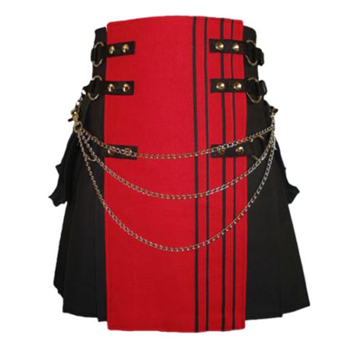 Two-Tone Utility kilt With Silver Chain